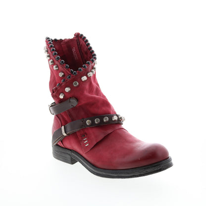 Vianne 207239-202 Womens Red Leather Hook & Loop Casual Dress Boots