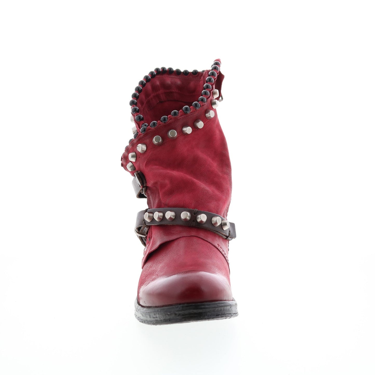 Vianne 207239-202 Womens Red Leather Hook & Loop Casual Dress Boots