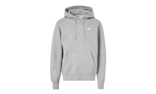 Club Full-Zip Fleece Hoodie "Dark Grey Heather /Light Smoke Grey / White" FN3861 063