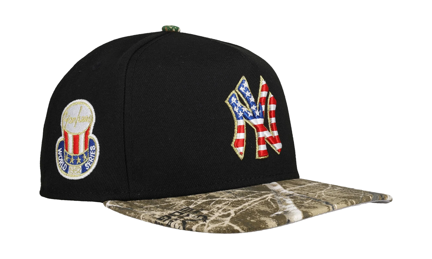 9FIFTY New York Yankees 1952 World Series USA A Frame Snapback Hat "Black / Real Tree Camo" NE231