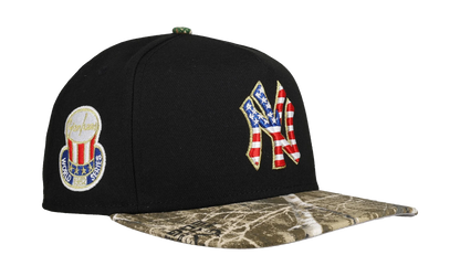 9FIFTY New York Yankees 1952 World Series USA A Frame Snapback Hat "Black / Real Tree Camo" NE231
