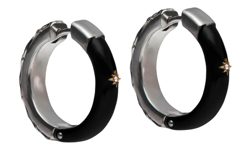HOOP EARRINGS WITH STAR DETAIL "Black / Silver" SM1VG0050P6478964