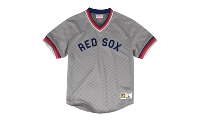 MLB Mesh V-Neck Tee "Boston Red Sox - Grey" MSPOAJ18001 BRSGREY1