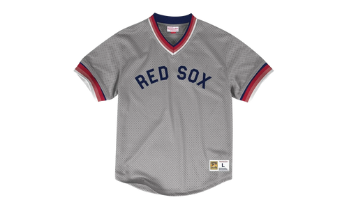 MLB Mesh V-Neck Tee "Boston Red Sox - Grey" MSPOAJ18001 BRSGREY1