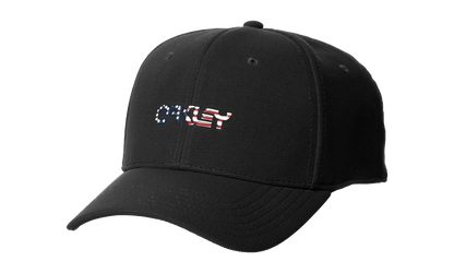 6-Panel Stretch Metallic Baseball Hat "Black / American Flag" 912209 01V