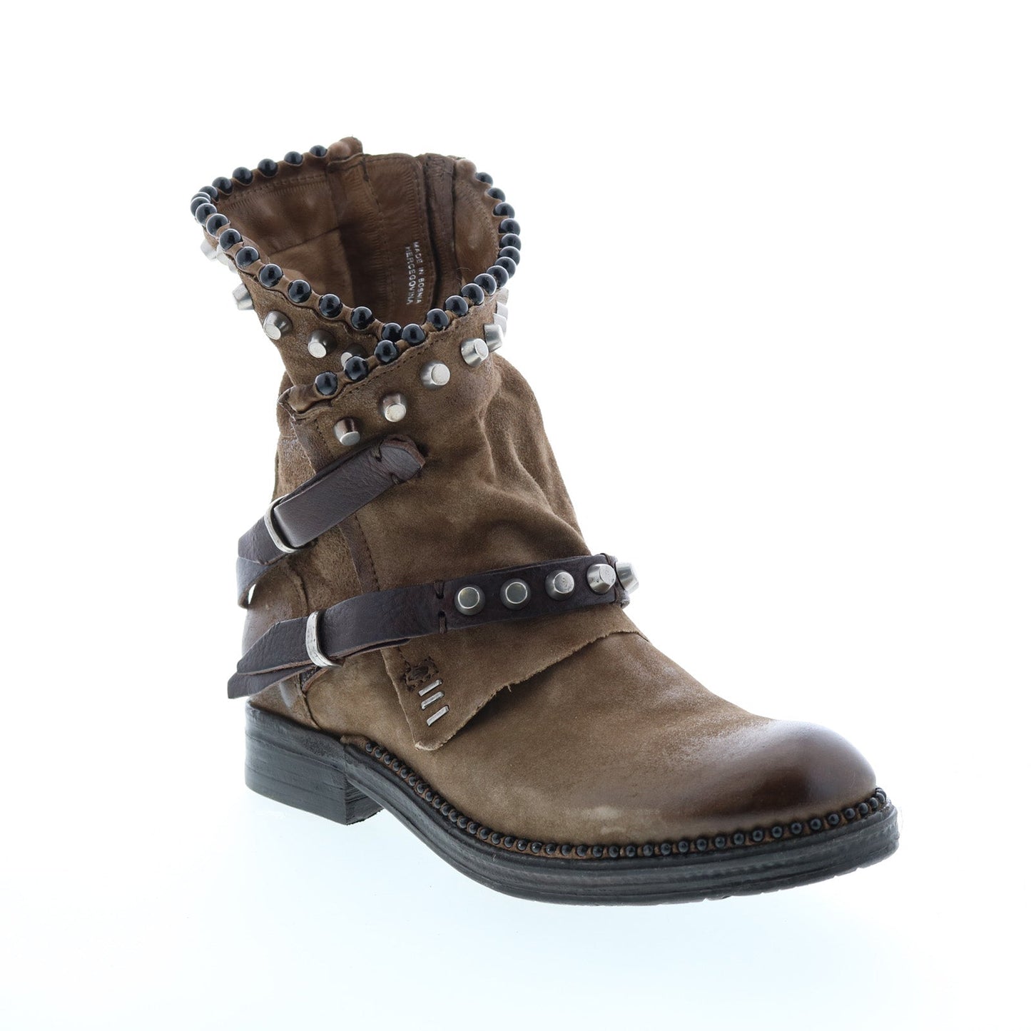 Vianne 250202-201 Womens Brown Leather Hook & Loop Mid Calf Boots