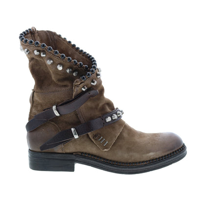 Vianne 250202-201 Womens Brown Leather Hook & Loop Mid Calf Boots