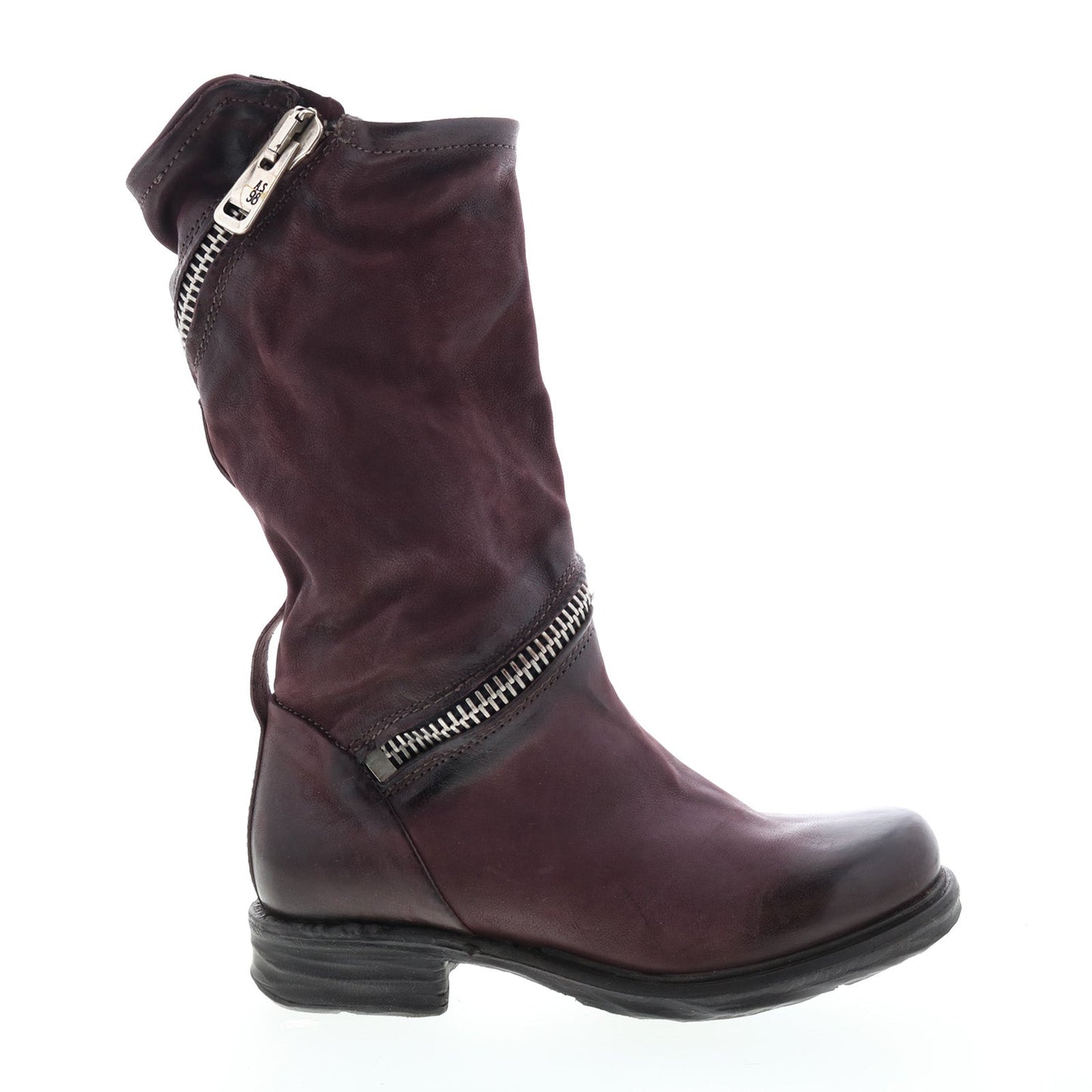 Siggs 259373-101 Womens Burgundy Leather Zipper Mid Calf Boots