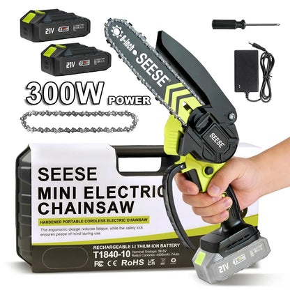 6-Inch Brushless Mini Chainsaw Cordless with Auto Oiling & 2000mAh Battery