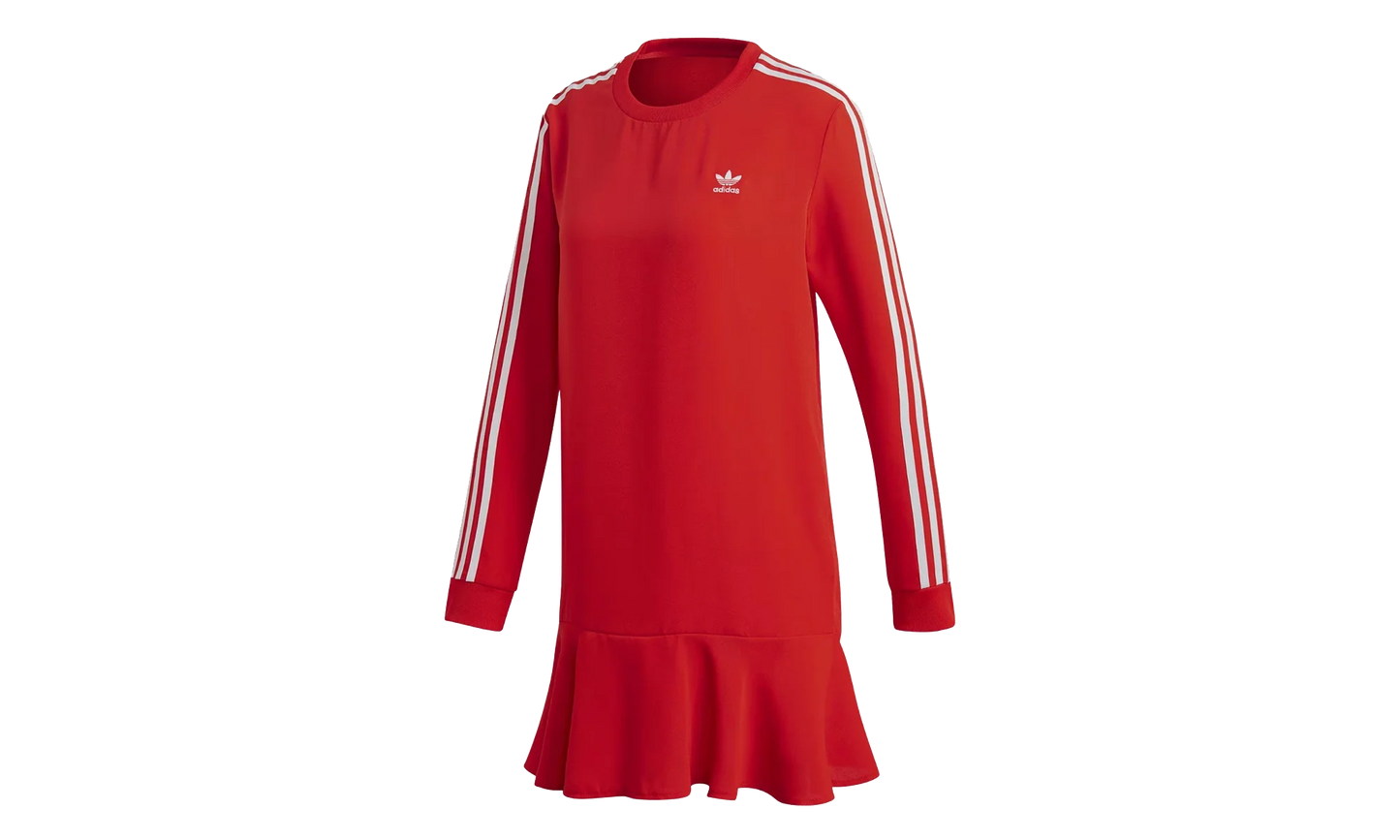 3 Stripe Long Sleeve Dress WMNS "Red" DW3880
