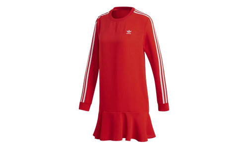 3 Stripe Long Sleeve Dress WMNS "Red" DW3880