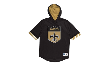 NFL Unbeaten Short Sleeve Mesh Hoodie "New Orleans Saints - Black" MSHSAJ19029 NOSBLCK