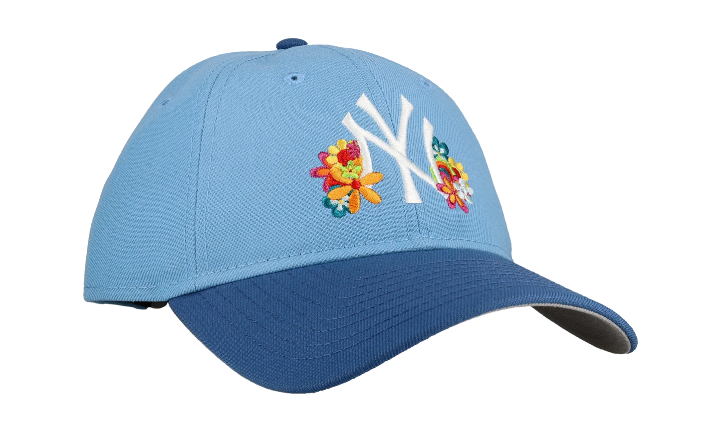 9TWENTY New York Yankees Premium Adjustable Hat "Sky Blue / Indigo Flowers" NE332