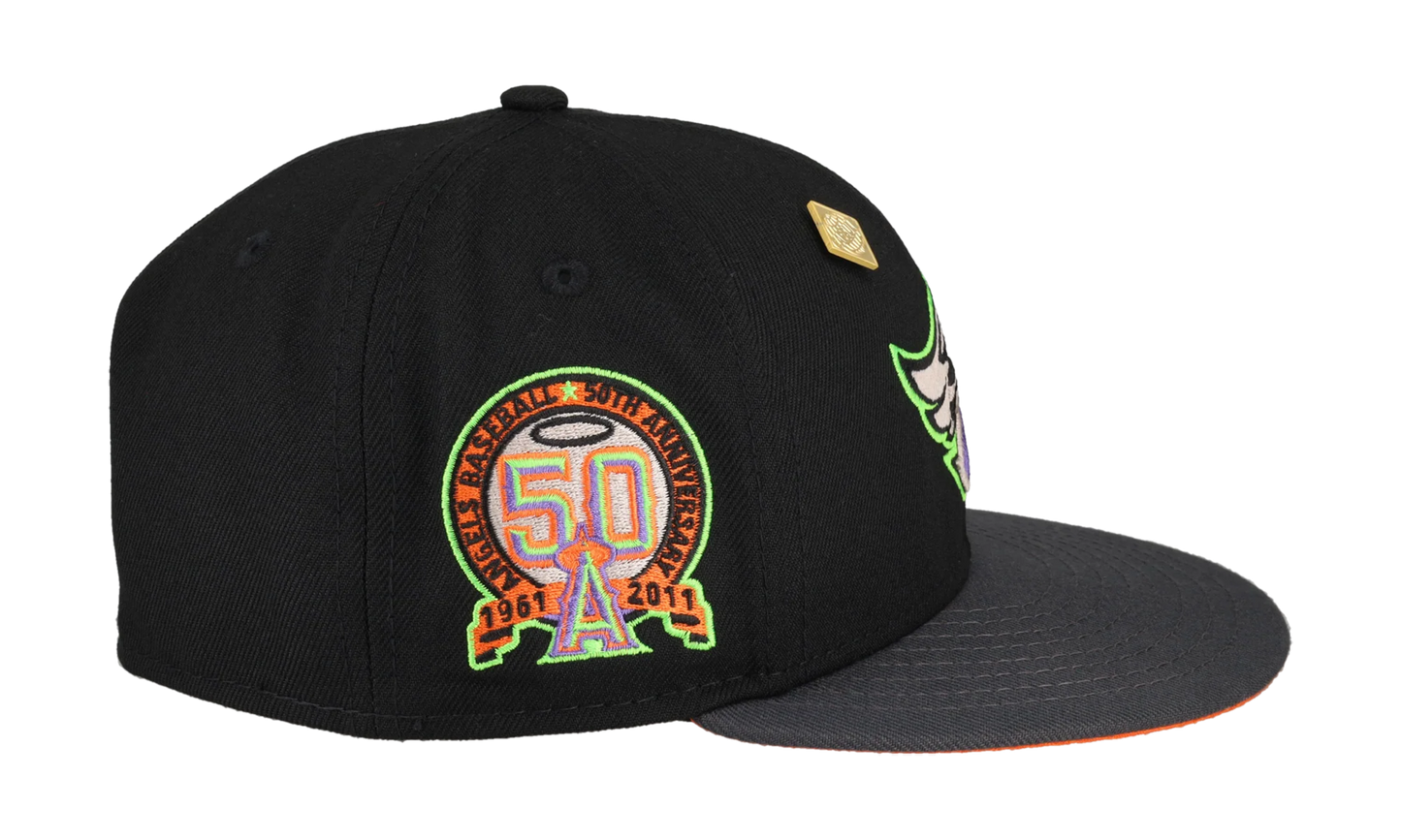 59FIFTY California Angels 50th Anniversary Patch Fitted Hat "Black / Orange" 123451292336
