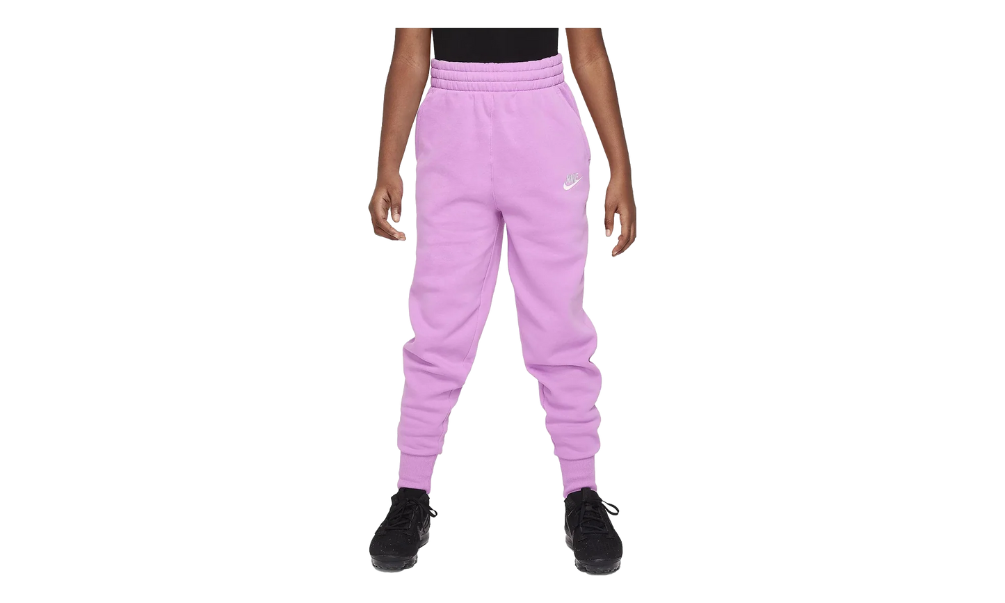 Sportswear Club Fleece Girls' High-waisted Fitted Pants GS "Rush Fuchsia / Rush Fuchsia / White" FD2921 532