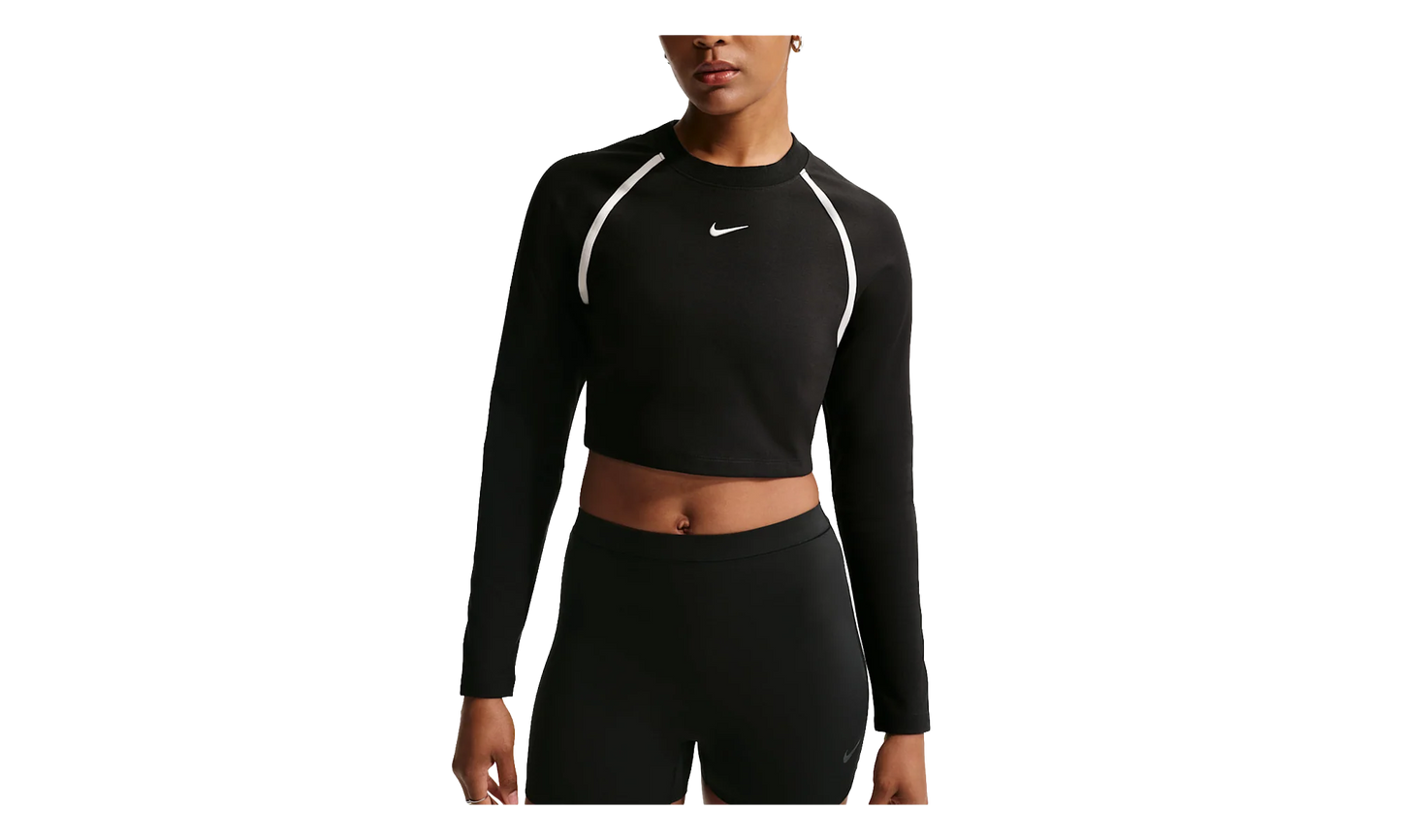 Sportswear Tight Long-Sleeve Cropped Top WMNS "Black / Black / Chalk / Chalk" IF0338 010