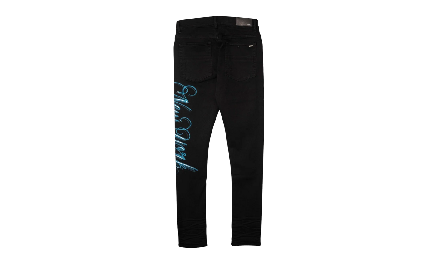MA New York Airbrush Logo Jeans "Overdyed Black Blue White" AMDNSY1178 018