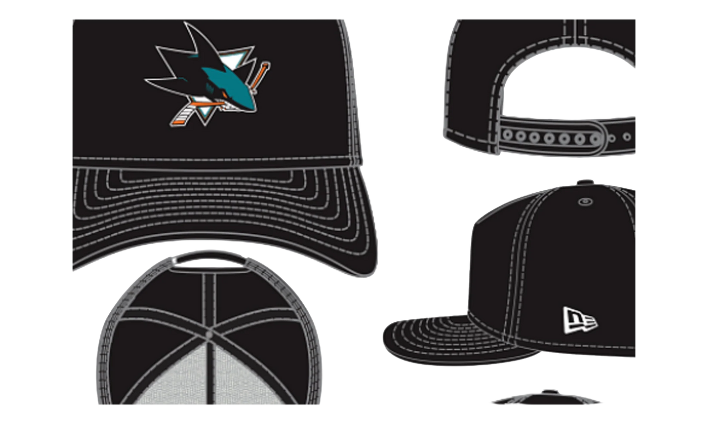 9FIFTY San Jose Sharks NHL A Frame Snapback Hat "Black" NE369