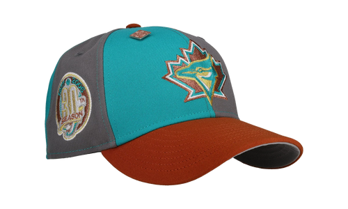 59FIFTY Toronto Blue Jays 30th Anniversary Pinwheel Fitted Hat "Steel Orange / Grey" NE435