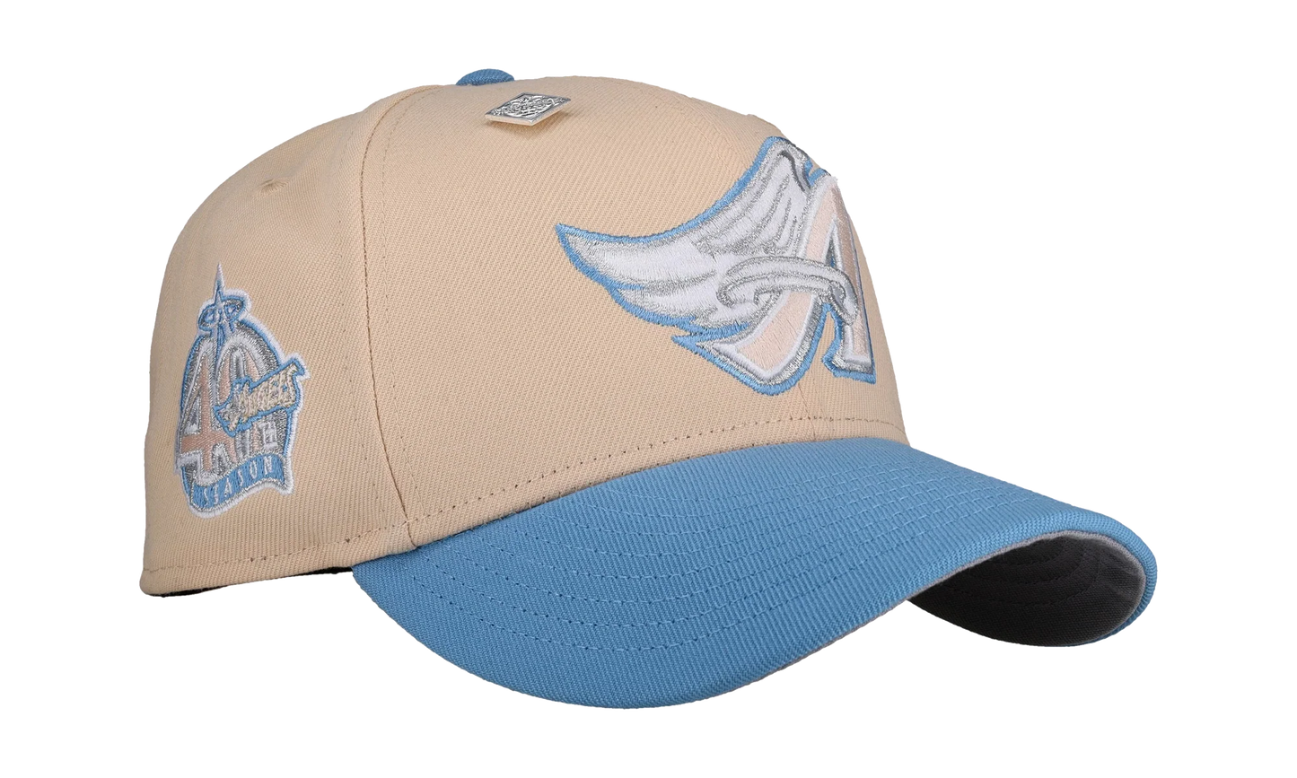 59FIFTY Anaheim Angels 40th Anniversary Trippy Metallic Fitted Hat "Light Peach / Light Blue" NE412