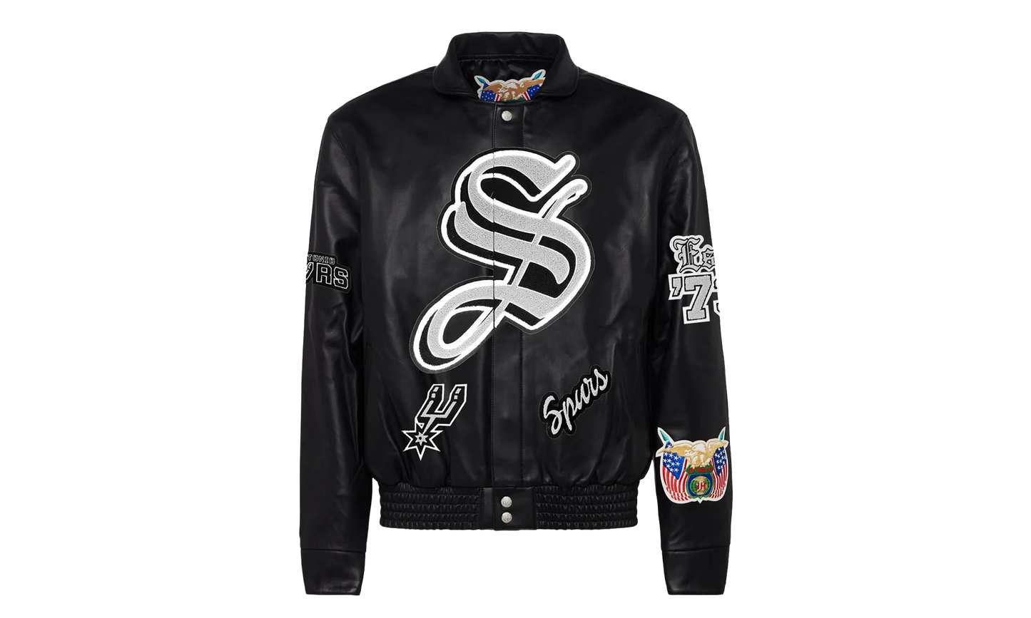 Full Leather Old English Jacket "San Antonio Spurs" NBA 104B SPU