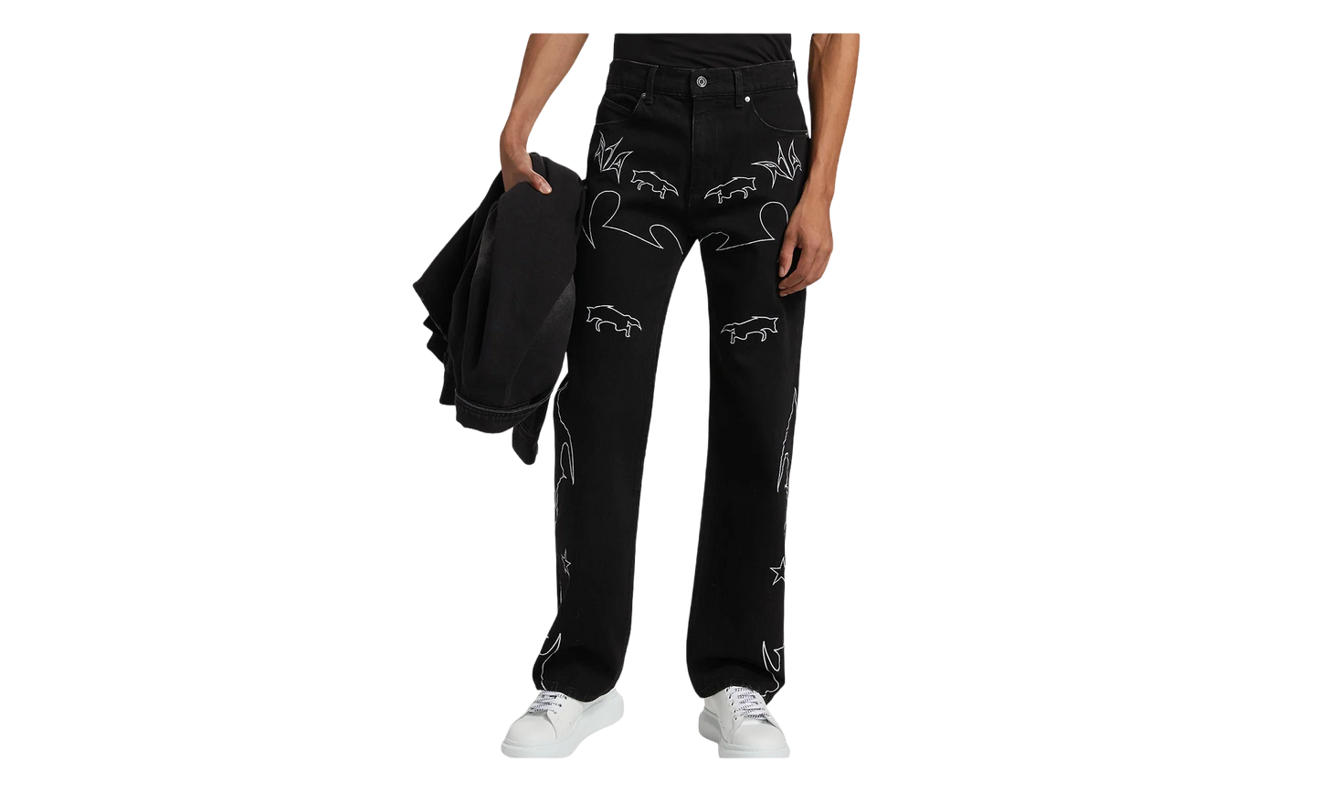 Jonas Western Wide-Leg Jeans "Black / White" MF24D842 B1327BKWTW