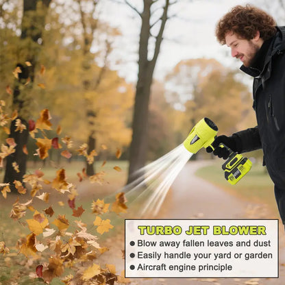 Cordless Turbo Jet Blower, High-Power Air Duster & Leaf Blower, Pure Copper Motor