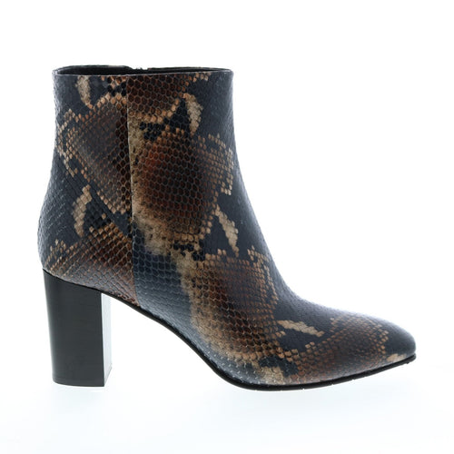 Aquatalia Florita Snake 34L3622-NBN Womens Brown Leather Zipper Ankle & Booties Boots