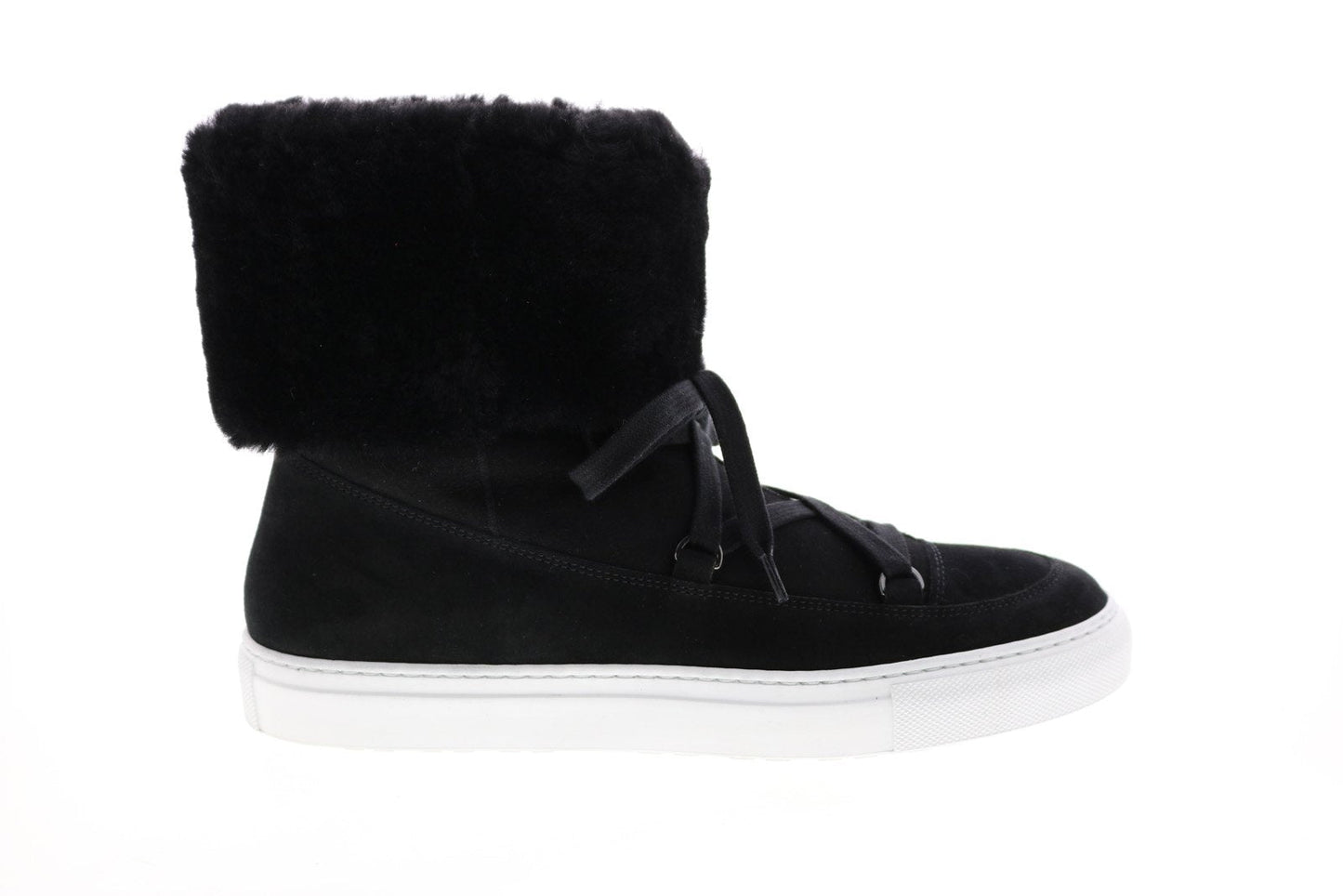 Aquatalia Valarie Suede Shearling Womens Black Suede Zip Laced Boots