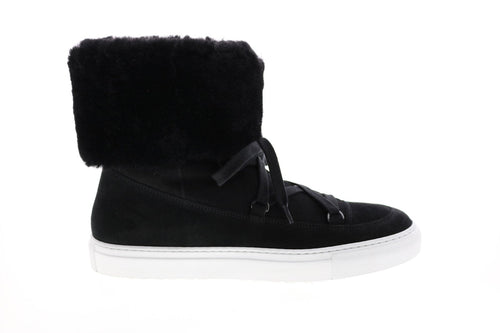 Aquatalia Valarie Suede Shearling Womens Black Suede Zip Laced Boots