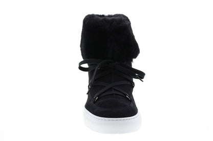 Aquatalia Valarie Suede Shearling Womens Black Suede Zip Laced Boots