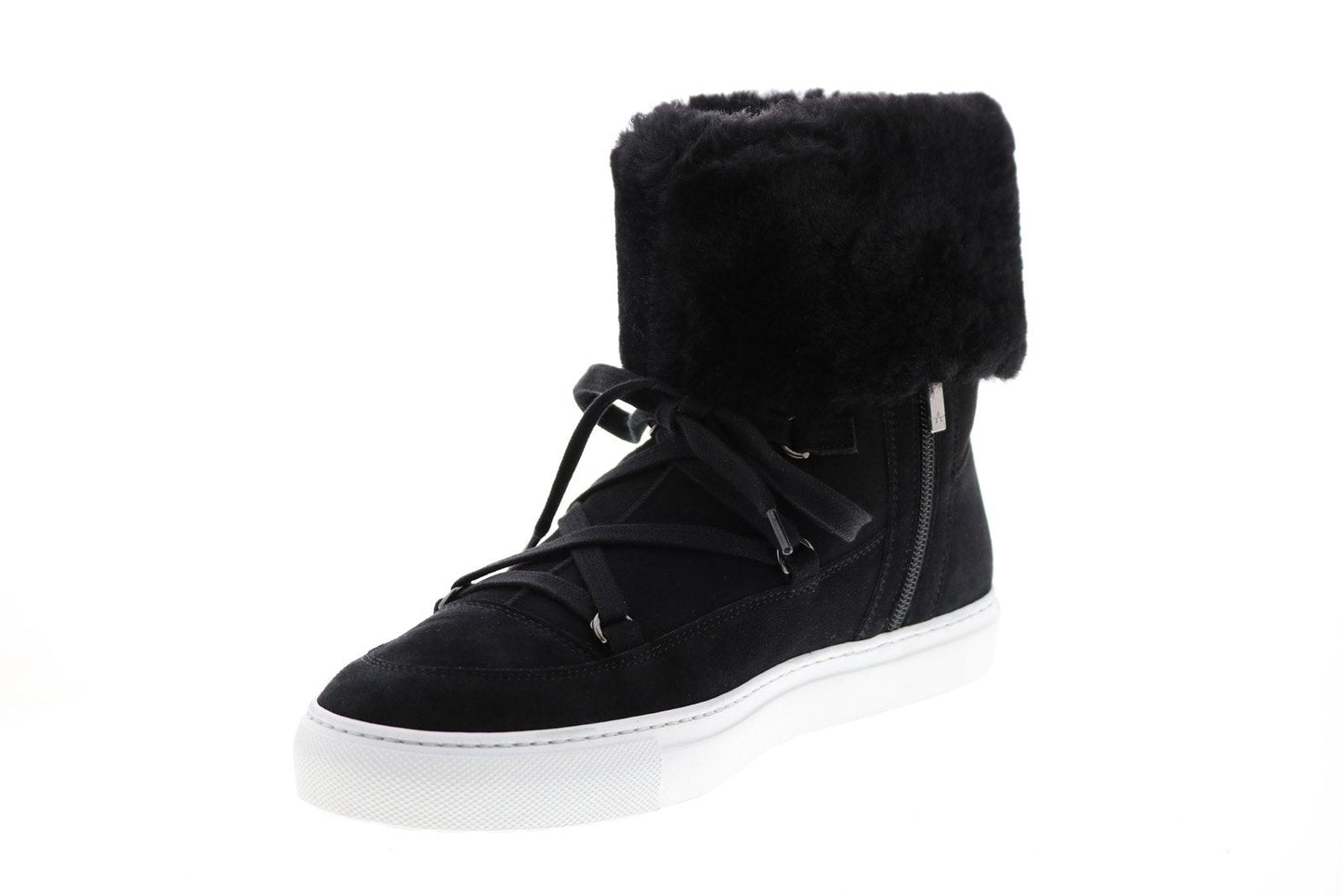 Aquatalia Valarie Suede Shearling Womens Black Suede Zip Laced Boots