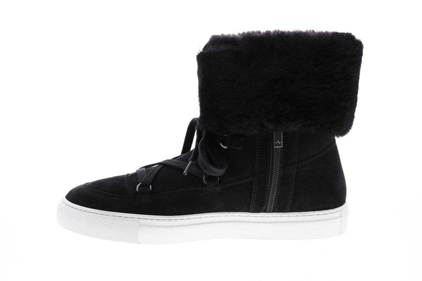 Aquatalia Valarie Suede Shearling Womens Black Suede Zip Laced Boots