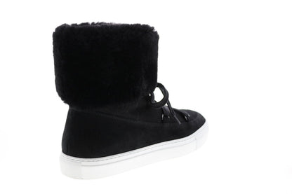 Aquatalia Valarie Suede Shearling Womens Black Suede Zip Laced Boots