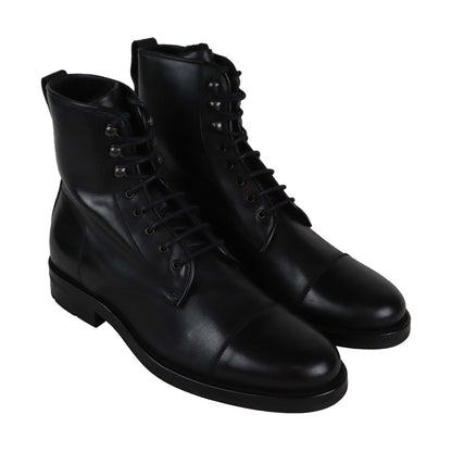 Aquatalia Odell Waxy Pul Up Sherling 34M0083 Mens Black Casual Dress Boots