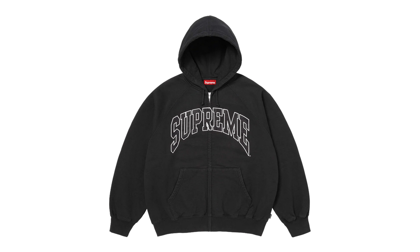 Cracked Raglan Zip Up Hooded Sweatshirt "SS26 - Black" SU27504