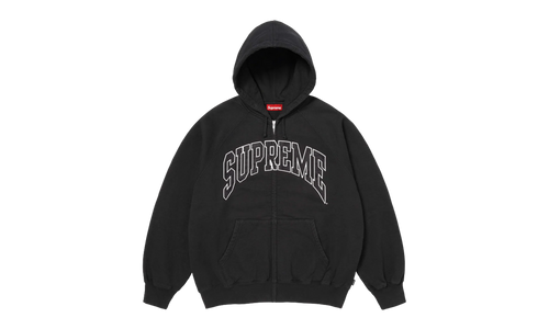 Cracked Raglan Zip Up Hooded Sweatshirt "SS26 - Black" SU27504