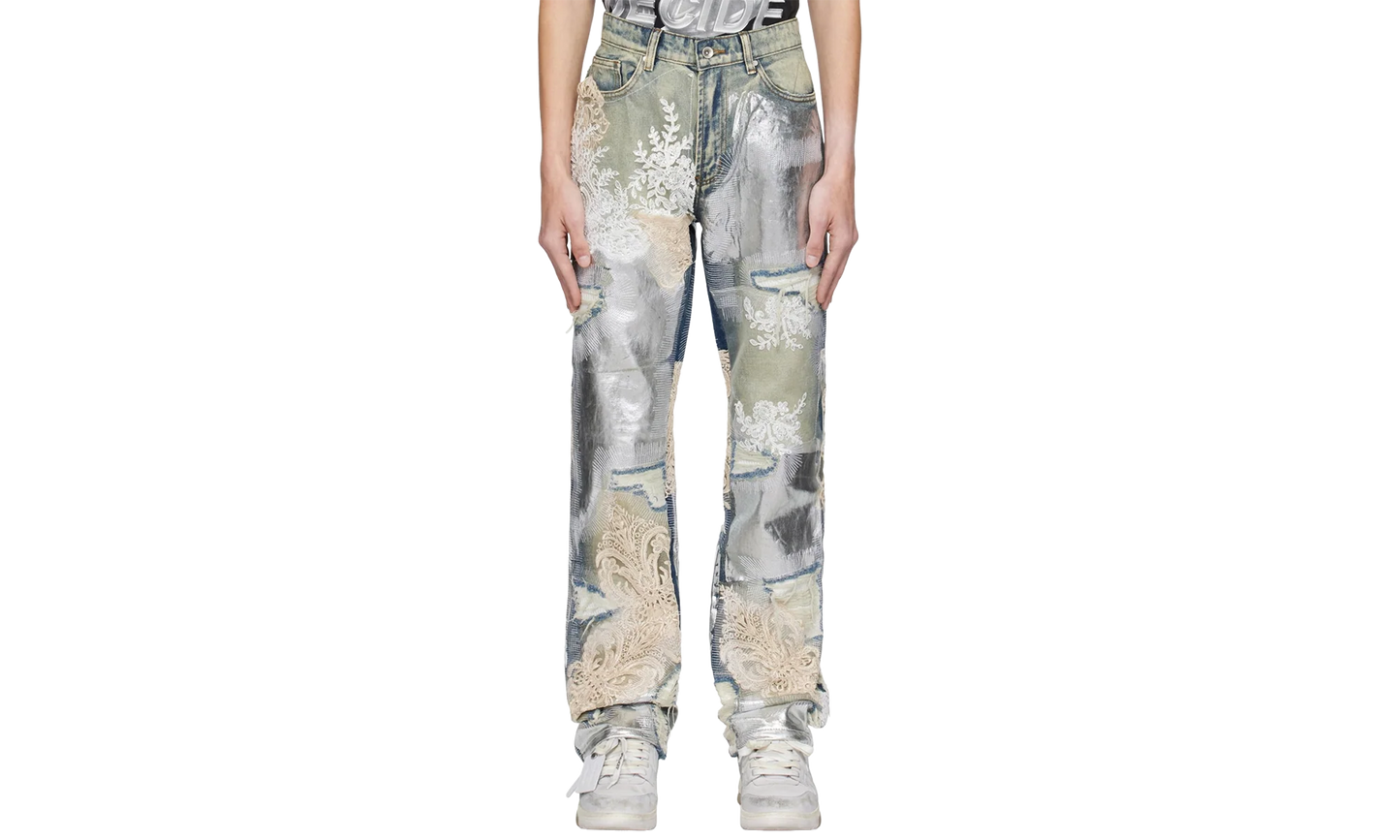 Metal Lace Jeans "Sky" 232389M186003