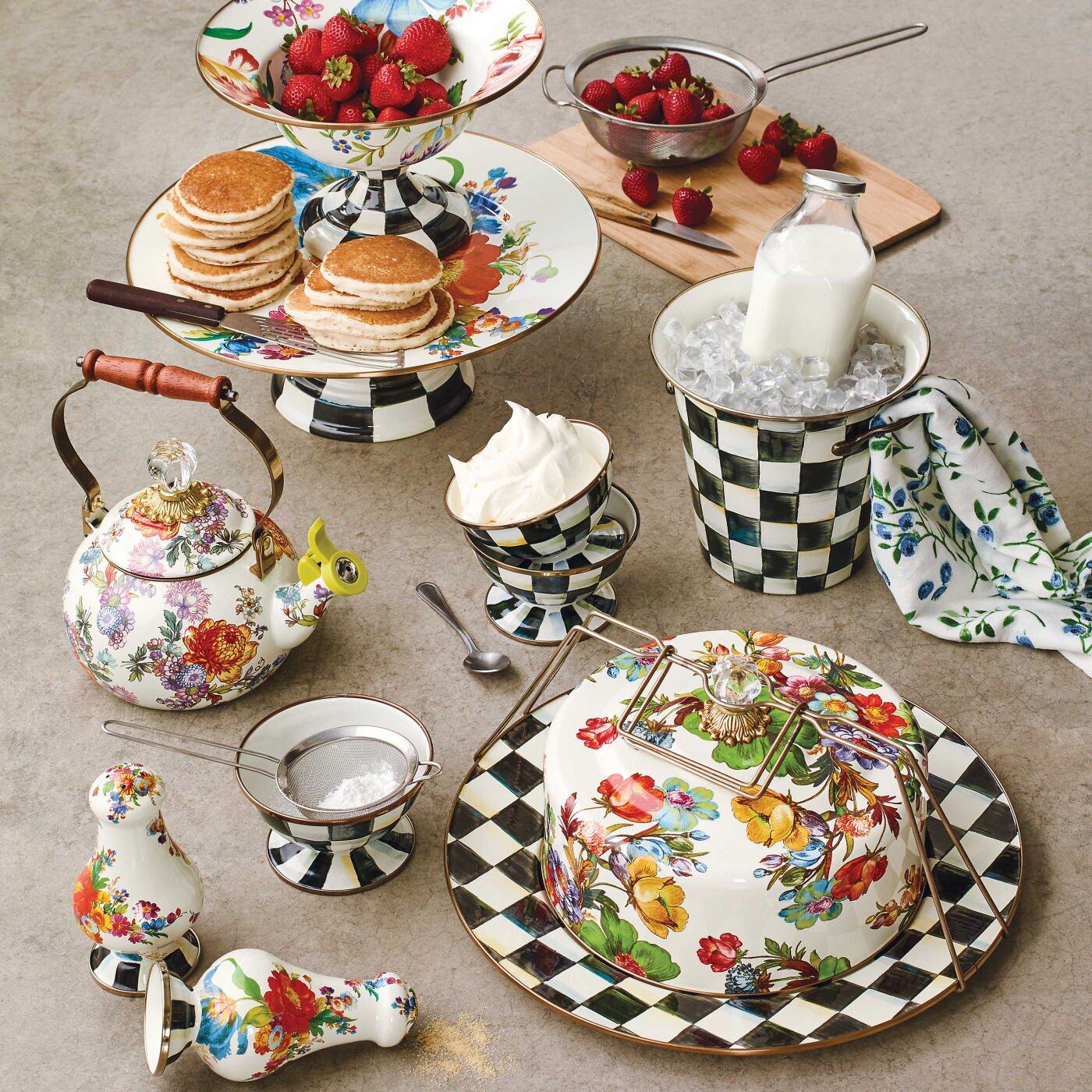 Mackenzie-Childs Flower Market Large Compote - White