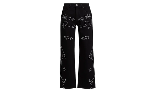 Jonas Western Wide-Leg Jeans "Black / White" MF24D842 B1327BKWTW