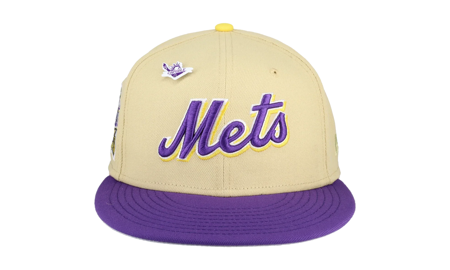 59FIFTY New York Mets Liberty Collection 40th Anniversary Patch Fitted Hat "Cream / Purple" NE206