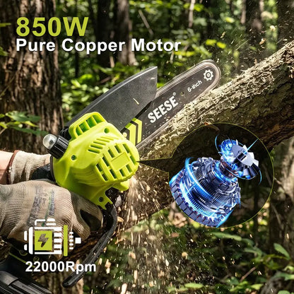 6" Brushless Mini Chainsaw with Auto Oiling, Cordless Electric Chain Saw, 2000mAh Battery