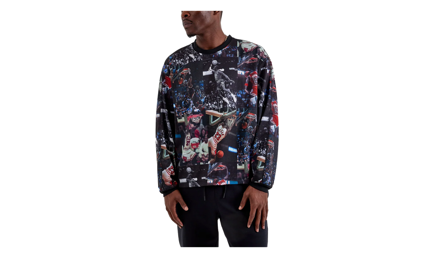 Jordan All Over Print Crewneck Shirt "Black / White" IF1831 010