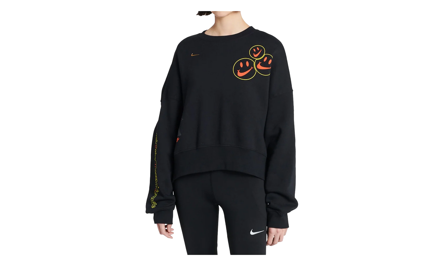 Sportswear Smiley Fleece Sweatshirt WMNS "Black" DQ3543 010