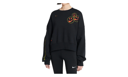 Sportswear Smiley Fleece Sweatshirt WMNS "Black" DQ3543 010