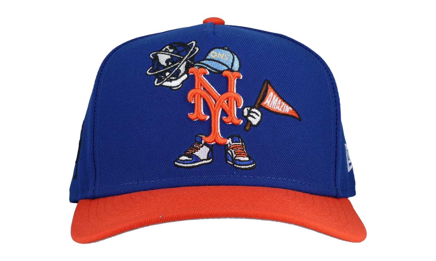 9FIFTY New York Mets Cartoon A Frame Snapback Hat "Royal Blue / Orange" NE199
