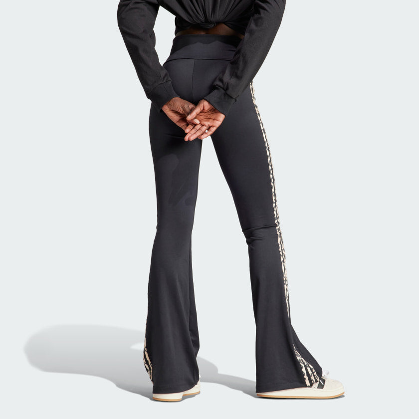 Women's adidas adidas Originals Leopard Luxe 3-Stripes Infill Flared Leggings