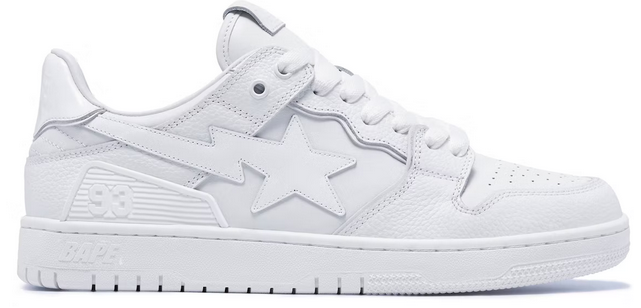 A Bathing Ape SK8 Sta Triple White Patent Leather