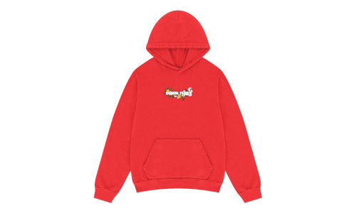 Embroidered Floral Logo Hoodie "Red" DT315