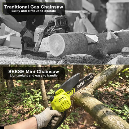 6-Inch Brushless Mini Chainsaw Cordless with Auto Oiling & 2000mAh Battery
